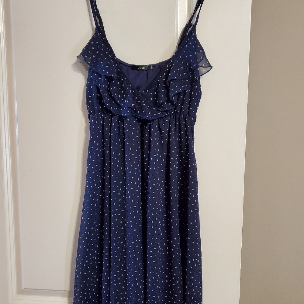 Navy & Polka Dot Spaghetii Strap Dress